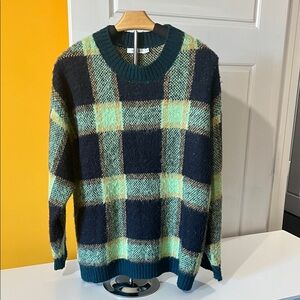 Ricki's Plaid Crewneck Sweater in Black and Green